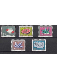 Svizzera serie di 5 francobolli tematica fossili Nuovi Cat. 625/9 1959